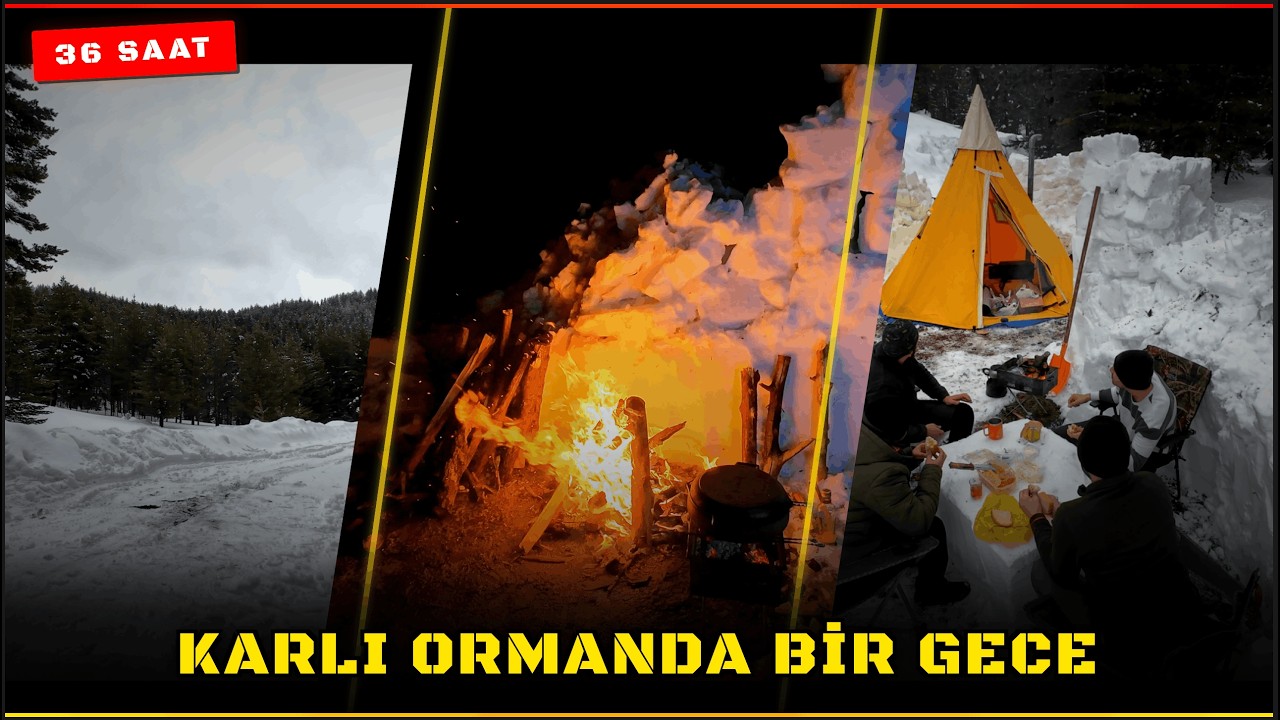 1.5 Metre Kar Kazıp Sığınak Yaptık! 36 Saat Kış Kampı Challenge