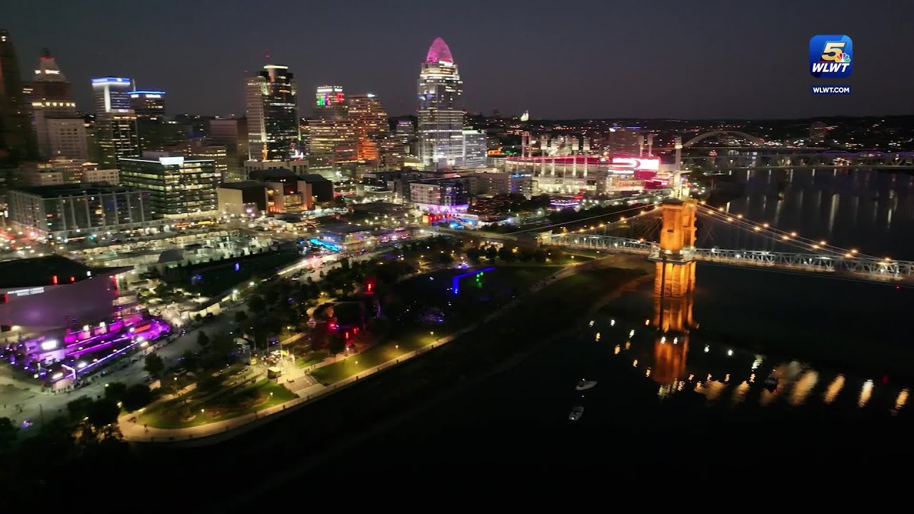 Here's what BLINK Cincinnati looked like from above on first night