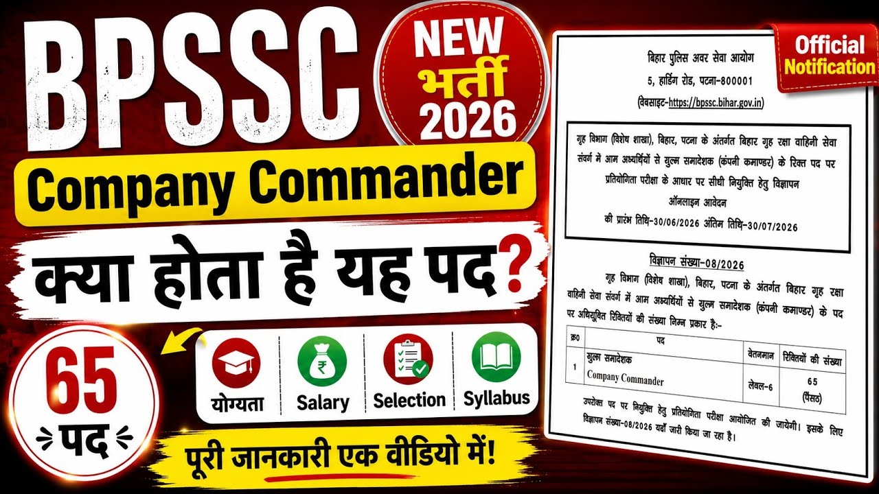 BPSSC COMPANY COMMANDER RECRUITMENT 2026| ELIGIBILITY, SALARY, SELECTION PROCESS & SYLLABUS