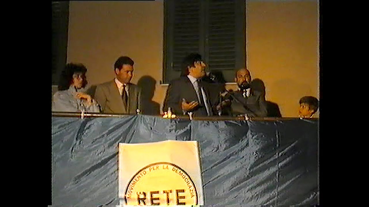 Elezioni Regionali Siciliane Comizio in Piazza Roma di Leoluca Orlando   Mussomeli - (1991)