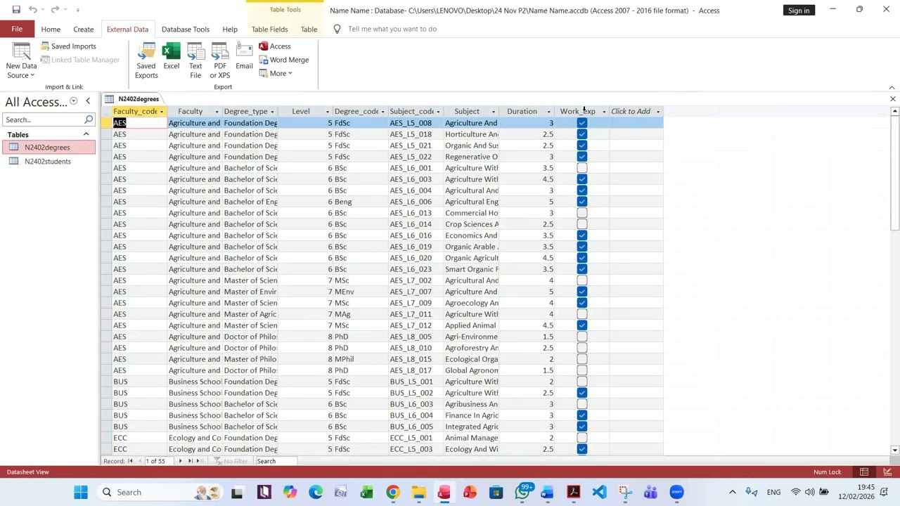 Cambridge ICT Database 24 Nov P2 Database with Form and Drop Down Menu Part 1 in English