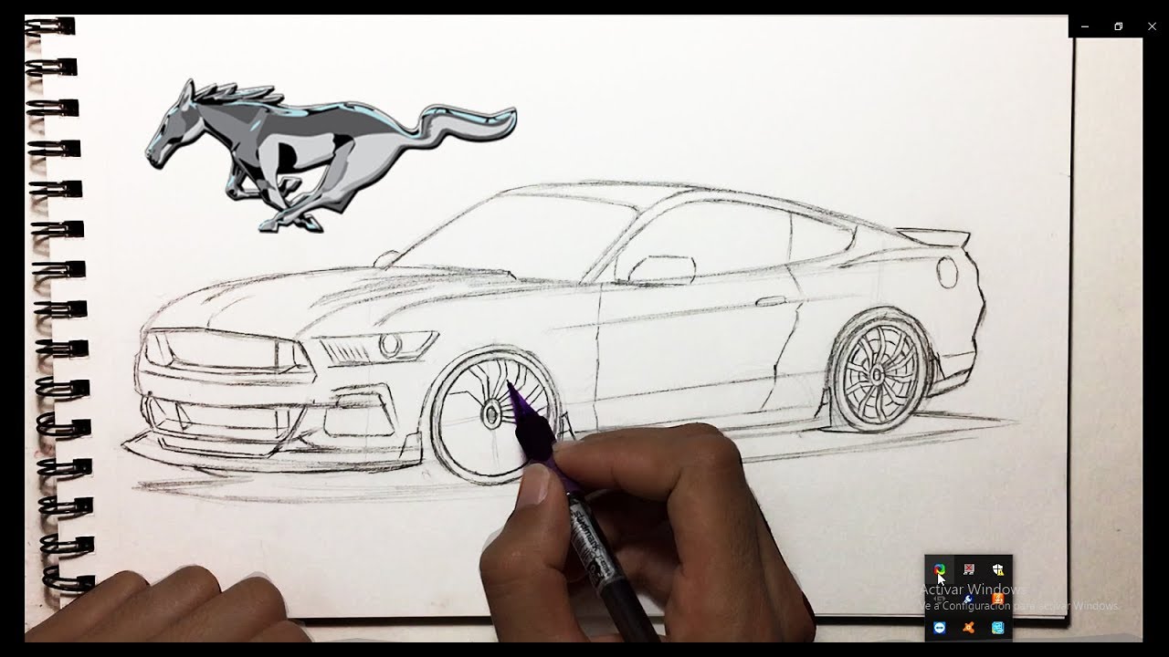 Como Dibujar un FORD MUSTANG a LAPIZ