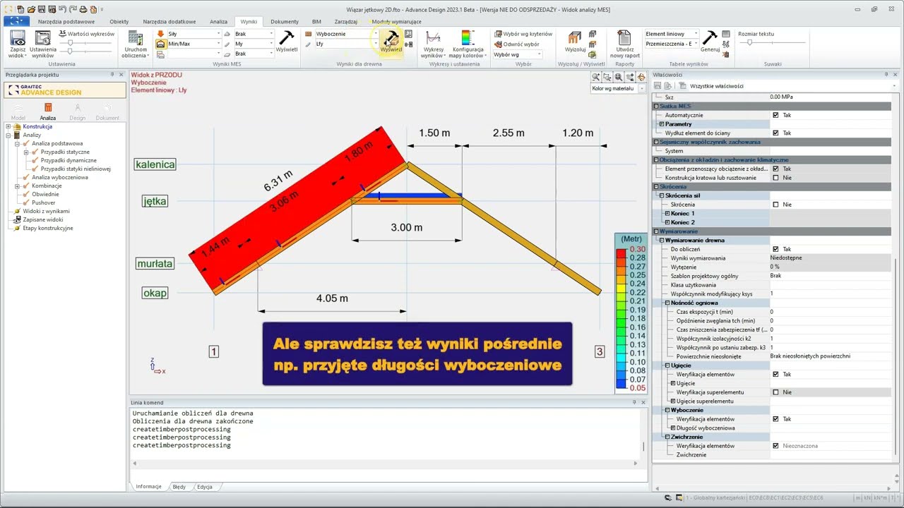 Wiązar jętkowy 2D - cz.2 Wymiarowanie drewna - Advance Design