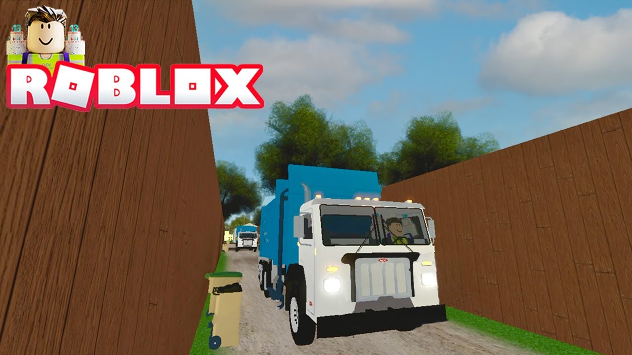 Roblox Garbage Truck game, working for West Valley Disposal, picking up the garbage Bins