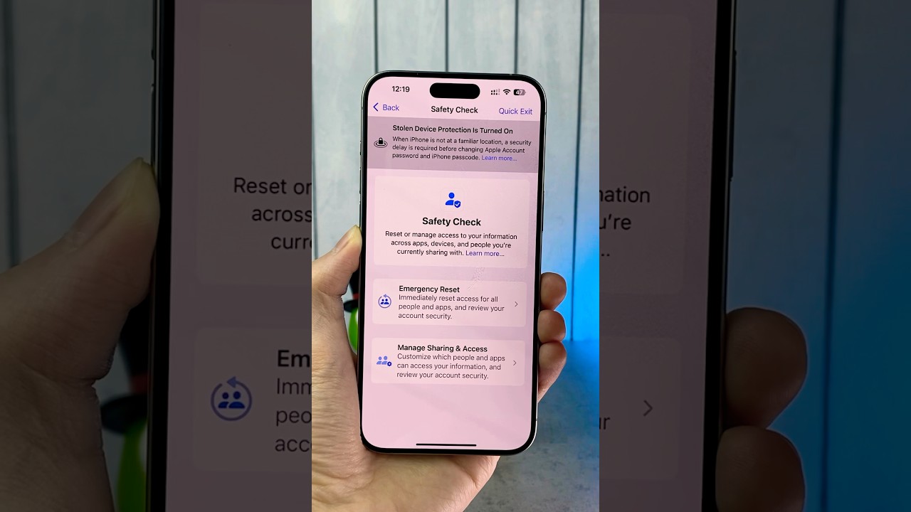 iPhone SAFETY CHECK Feature