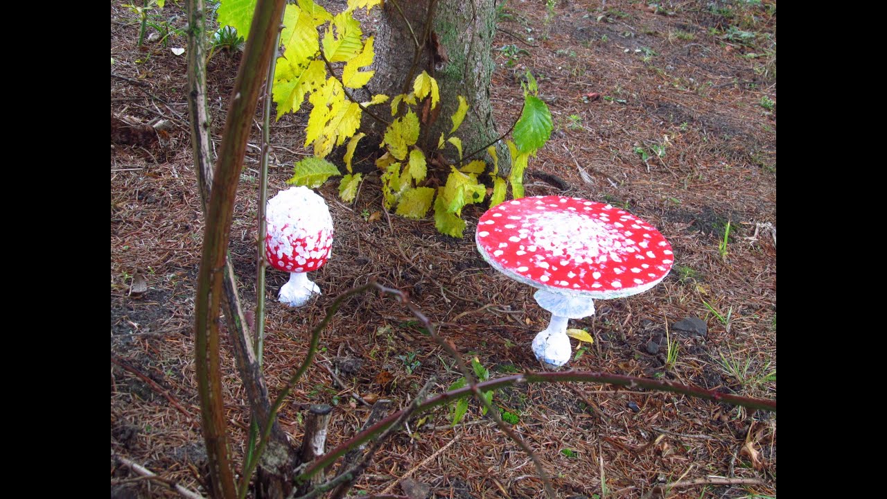 Грибы из цемента для сада. Поделки для сада своими руками.Cement mushrooms diy.