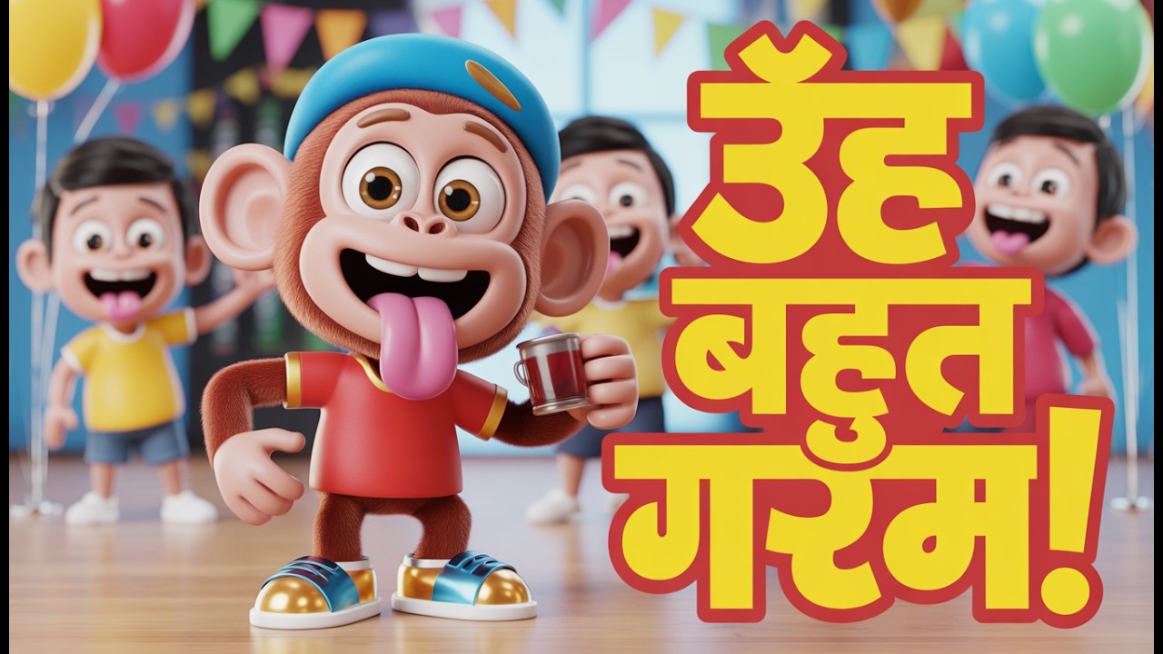 🐵 बंदर मामा ने पी ली गरम चाय | ओह बहुत गरम! | Funny Kids Song