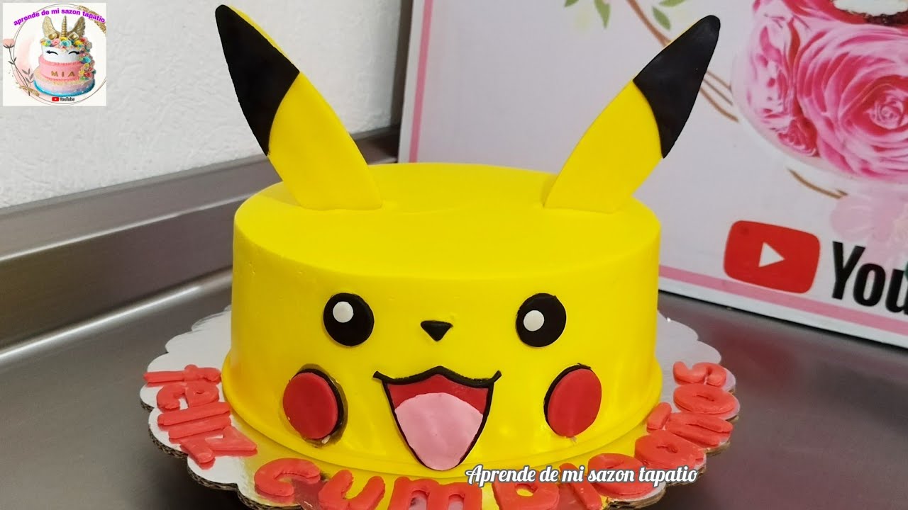 pastel de pikachu | cómo hacer un pastel de pikachu en chantilly y detalles de fondant