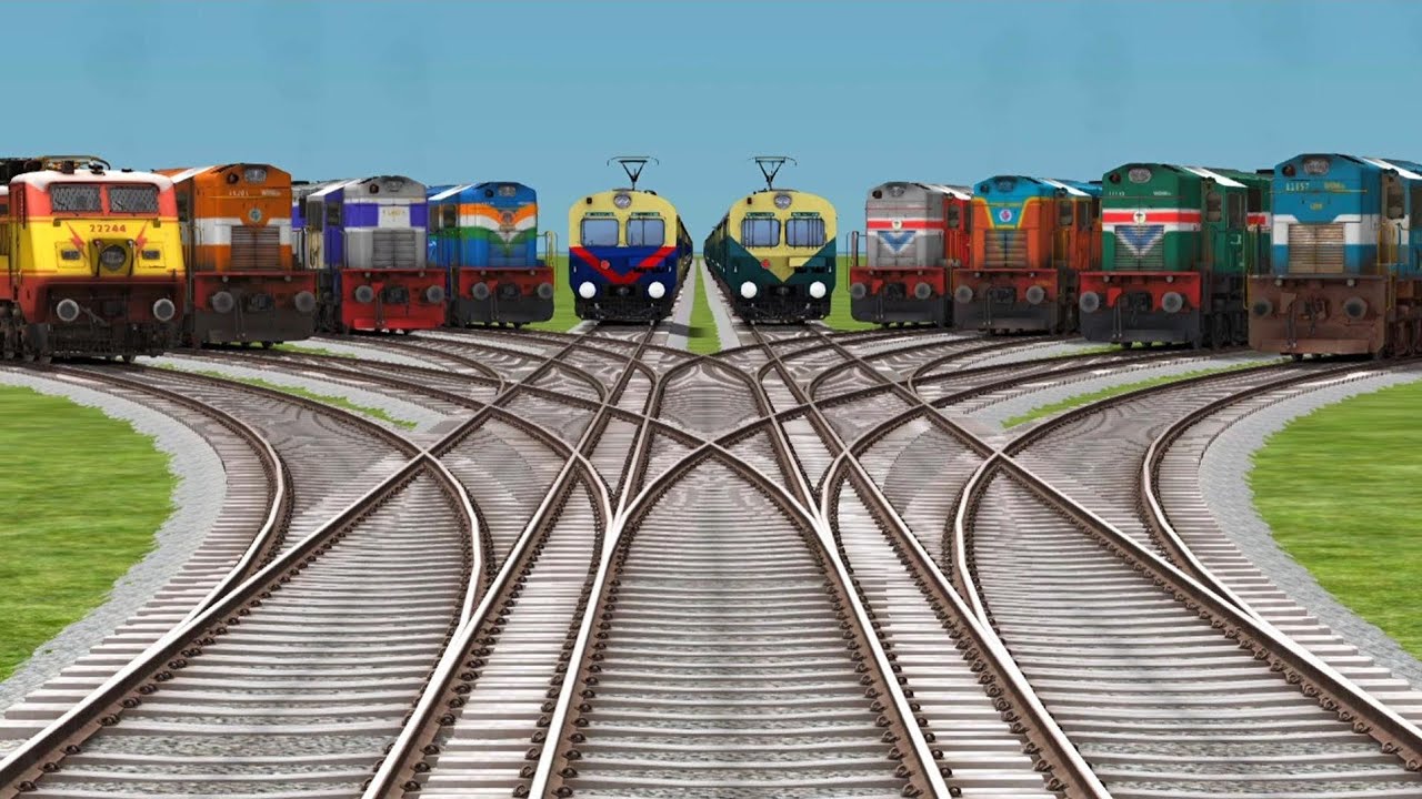 Indian Railgadi Tracks 3d Gameplay In Action || Running Fast Speed Trains Crossings Railfans