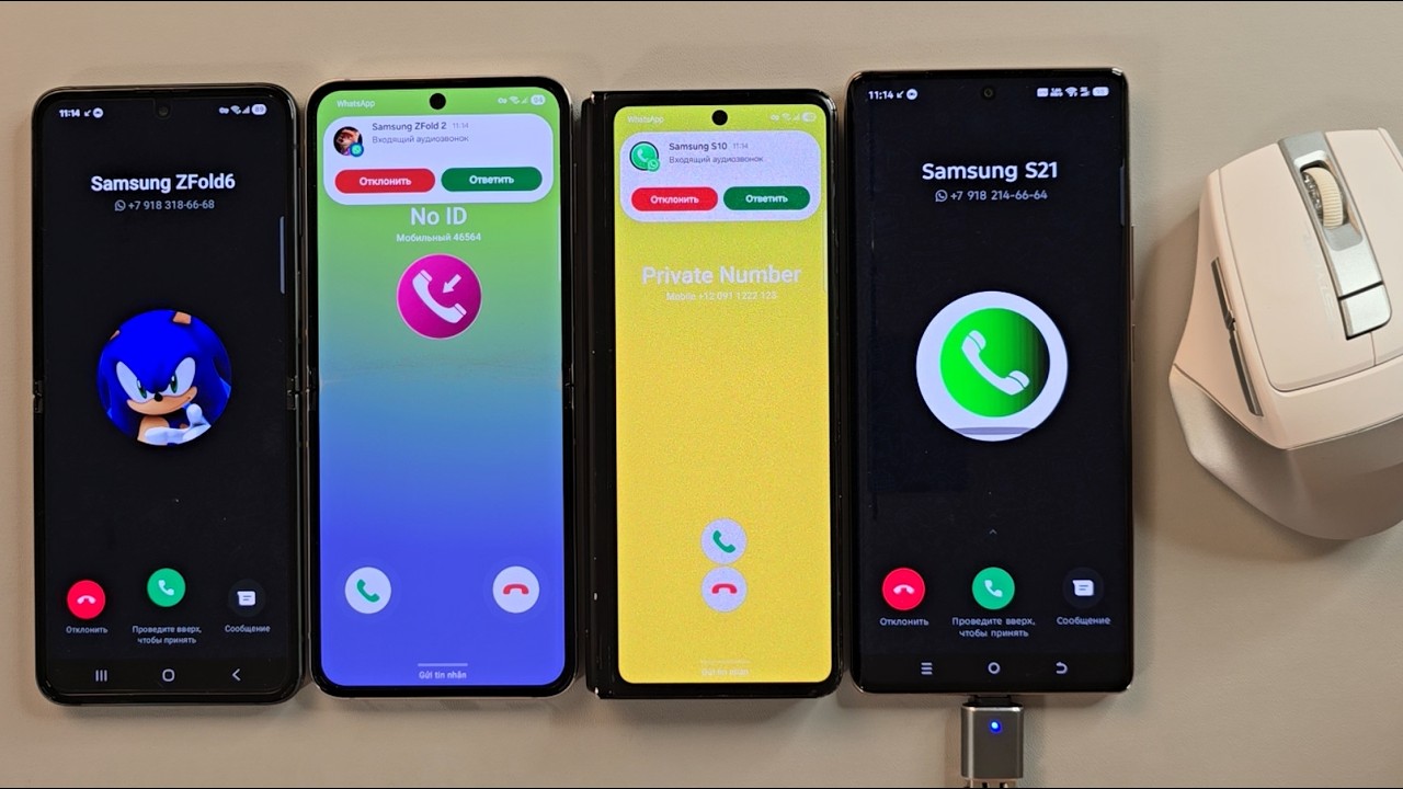 Incoming call Samsung Galaxy ZFlip 3 Samsung Flip5 Samsung Fold 3 Tecno Camon 30S with mouse control