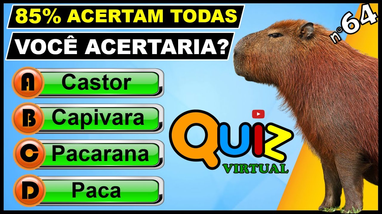 QUIZ VIRTUAL 64 | 20 PERGUNTAS DE CONHECIMENTOS GERAIS | PERGUNTAS FÁCEIS PARA GINCANA