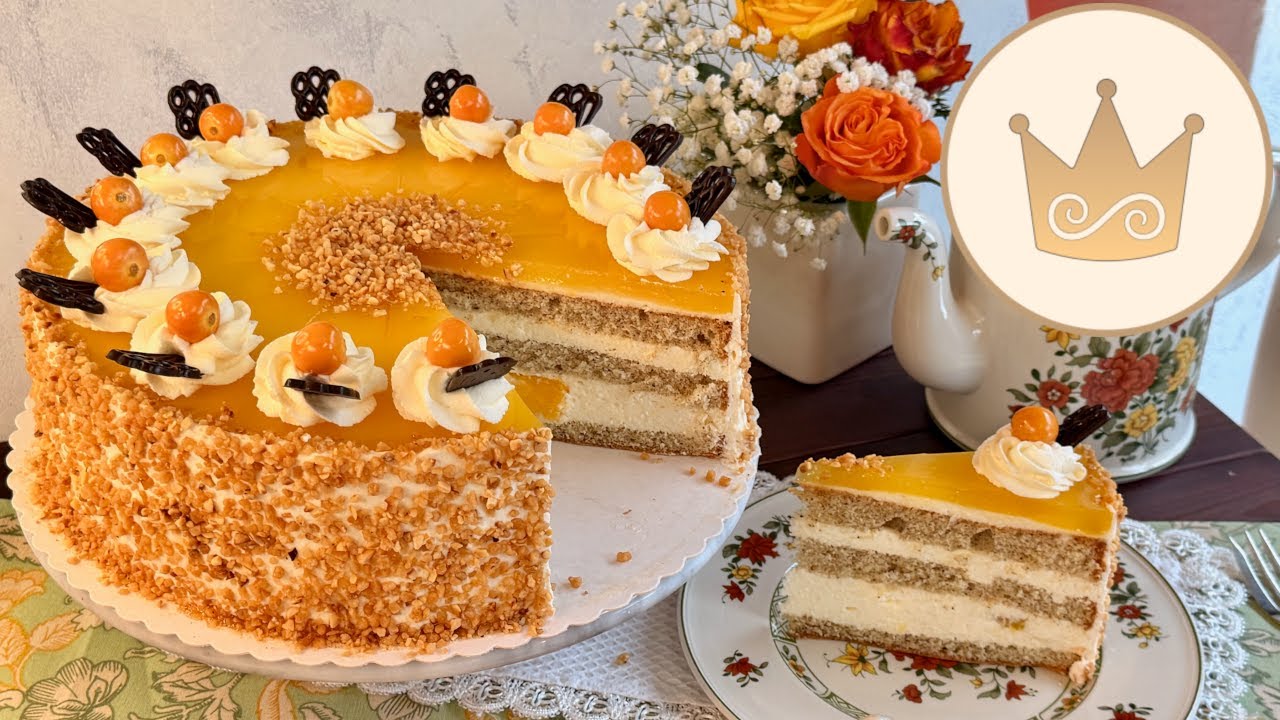 KLASSIKER! NUSSTORTE MIT ZARTER JOGHURT-SAHNECREME UND ORANGEN BACKEN! REZEPT VON SUGARPRINCESS