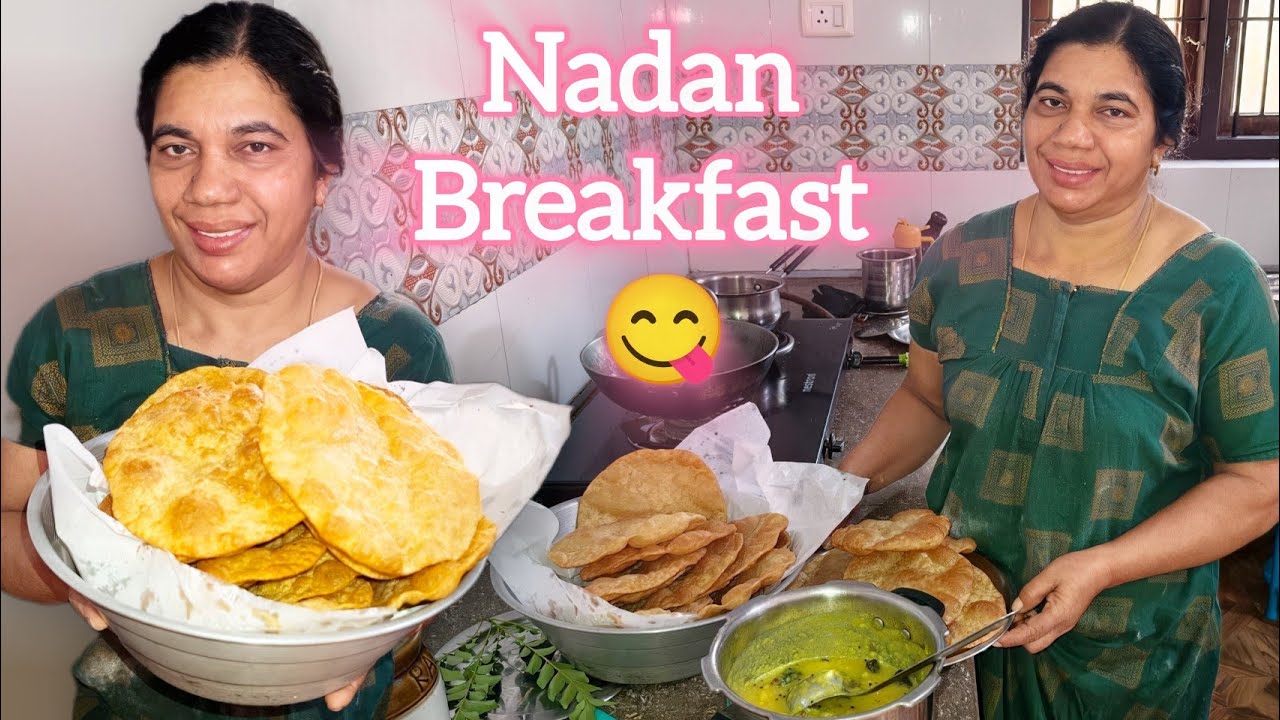 നാടൻ രുചിയിൽ ചൂടുപൂരിയും കിഴങ്ങ് ബാജിയും 😋Keralastyle Nadan Breakfast #poori #baji👌