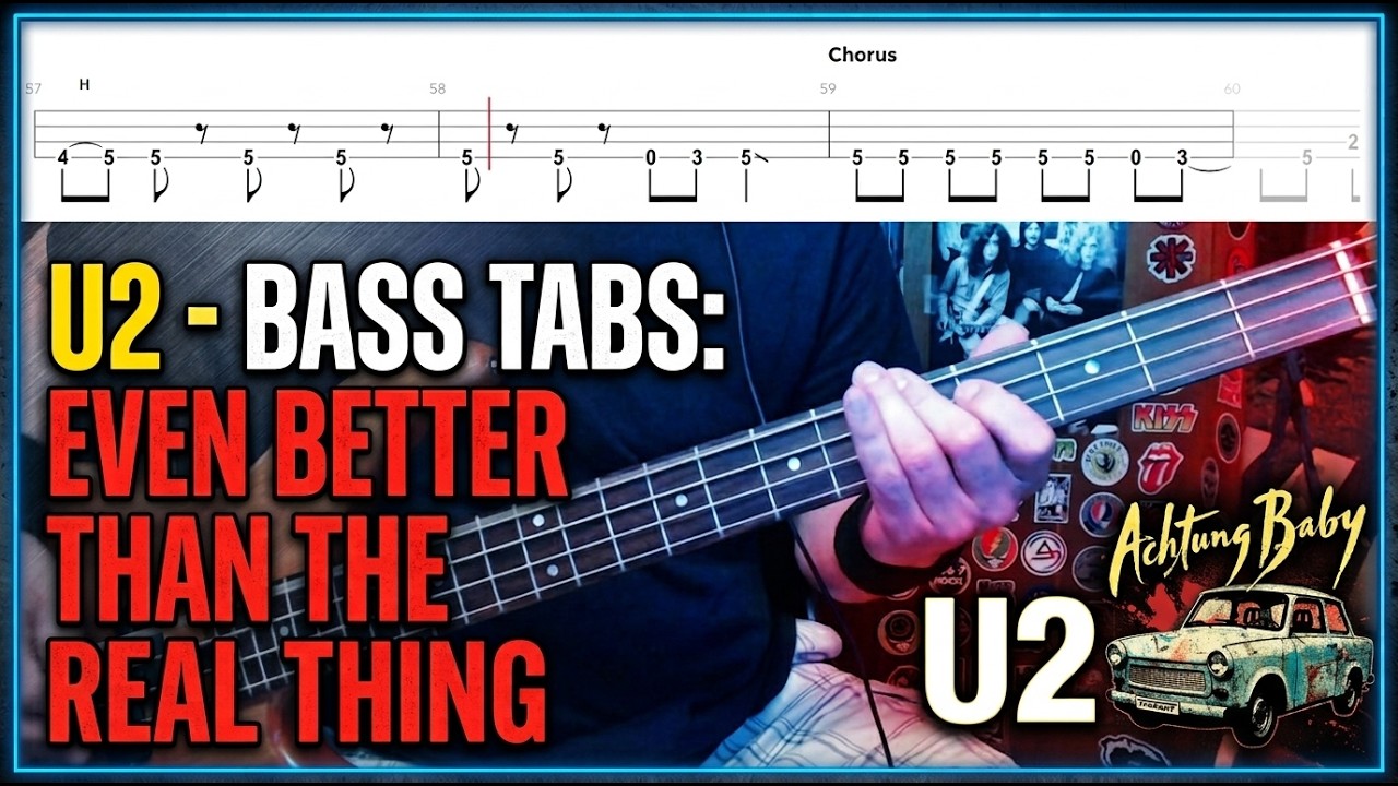Even Better Than The Real Thing by U2 - Bass Cover with Tabs Play-Along