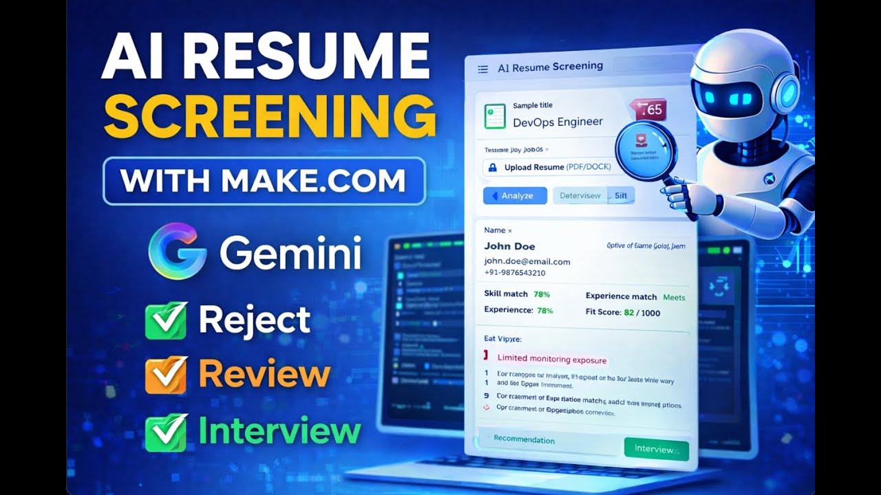 Build AI Resume Screening Automation with Make.com & Gemini (No-Code)