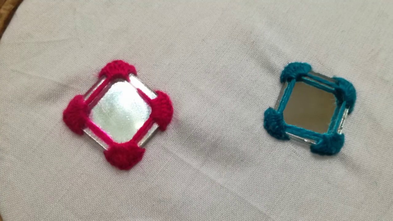 Easy square mirror embroidery |tutorial 2020 |beautiful mirror motif | for beginners ❤️