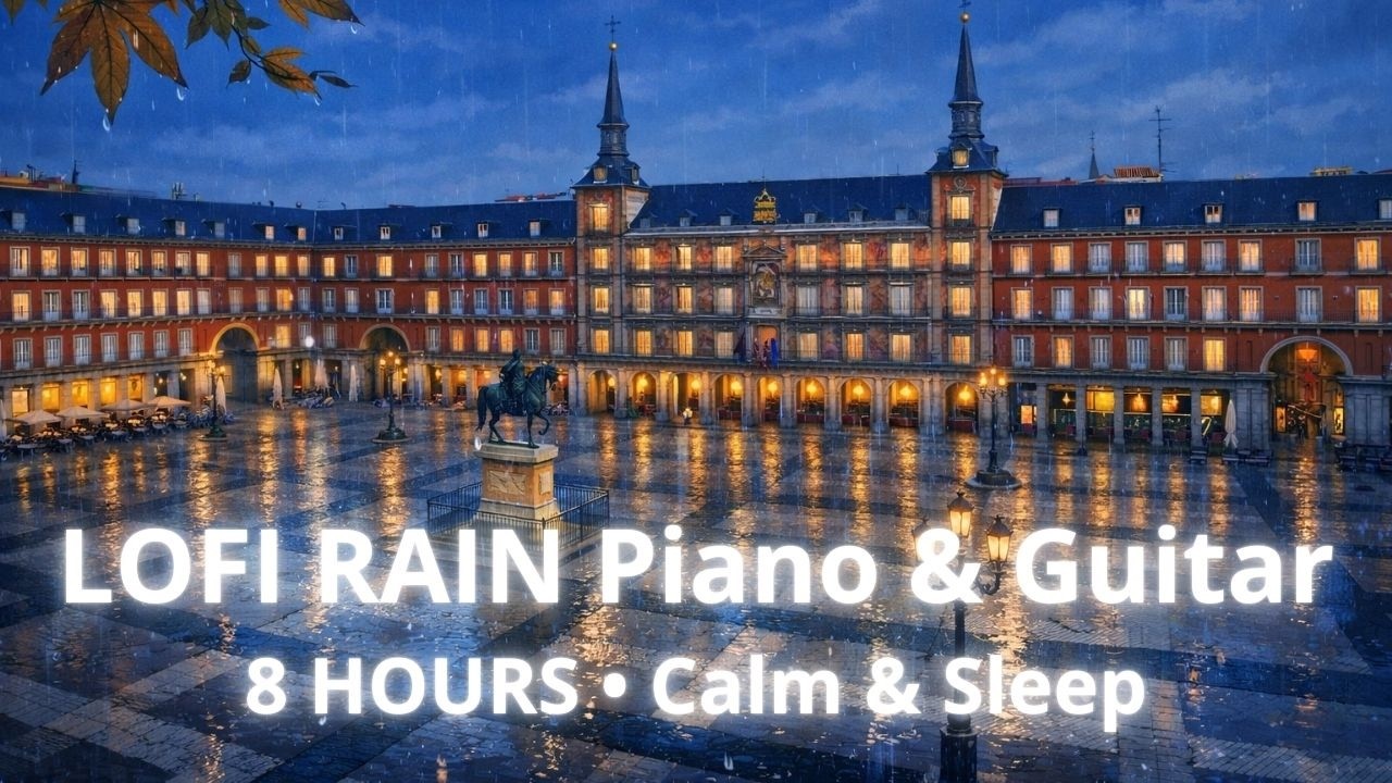 Lofi Rain to Sleep 🌙 Piano & Guitar to Sleep | 8 Hours Background Music