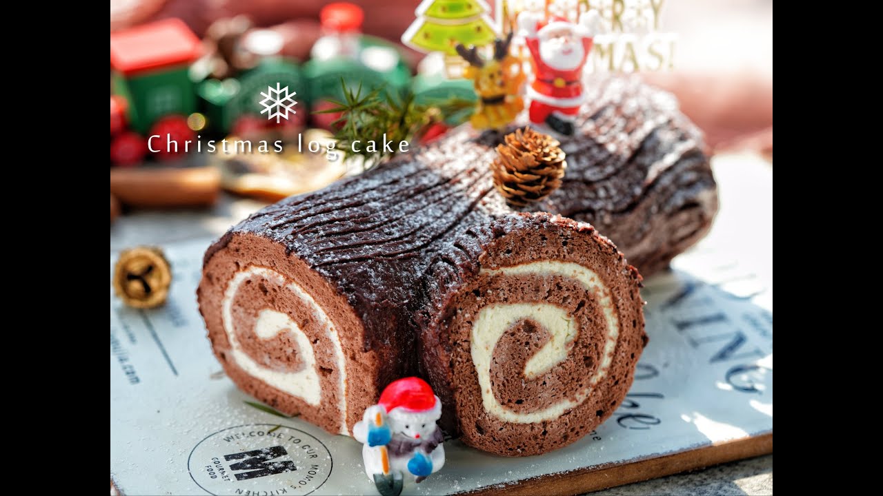 聖誕食品！樹幹蛋糕/木頭蛋糕的做法/How to make Yule Log Cake easy recipe/朱古力瑞士卷 /Chocolate Cake Roll/Merry Christmas