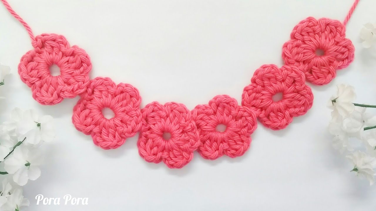 Crochet String Of Flowers I Crochet Flower Chain Tutorial