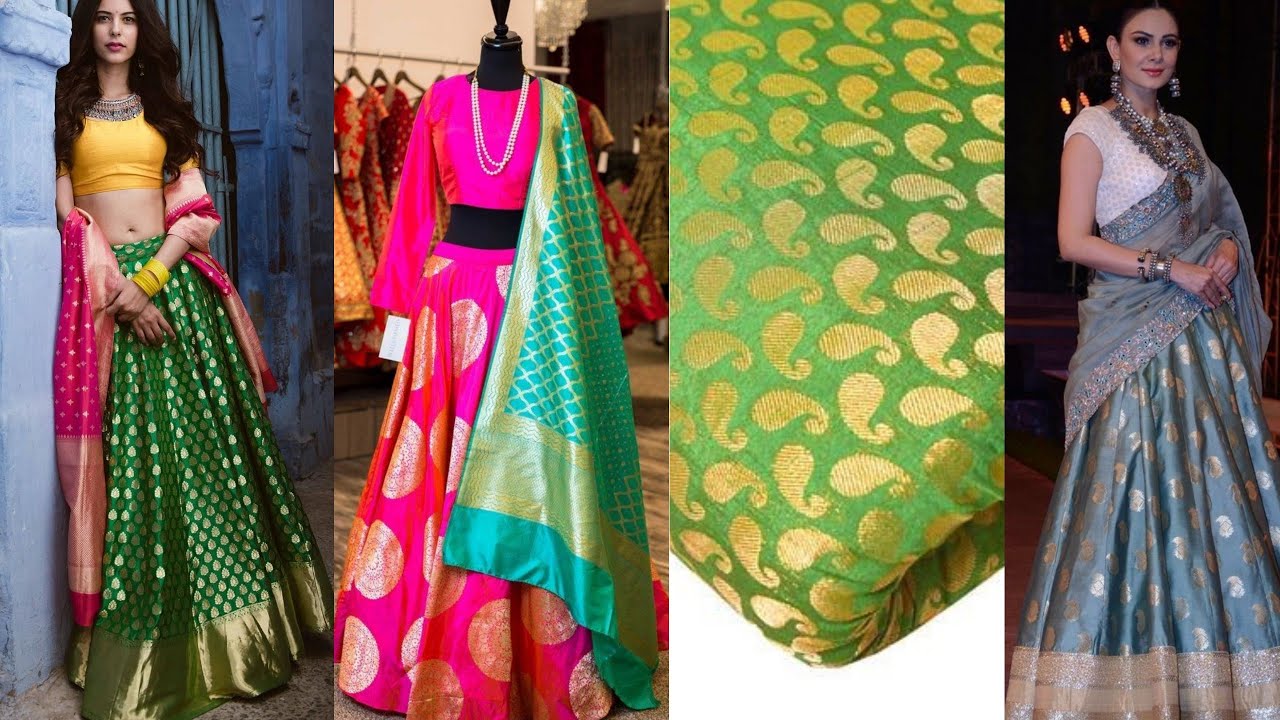 Stunning crop top Lehenga designs from brocade fabric