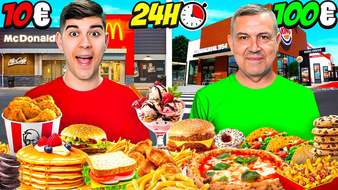🍟🤑 MANGIAMO SOLO CIBO COSTOSO vs ECONOMICO ai FAST FOOD per 24 ORE!!