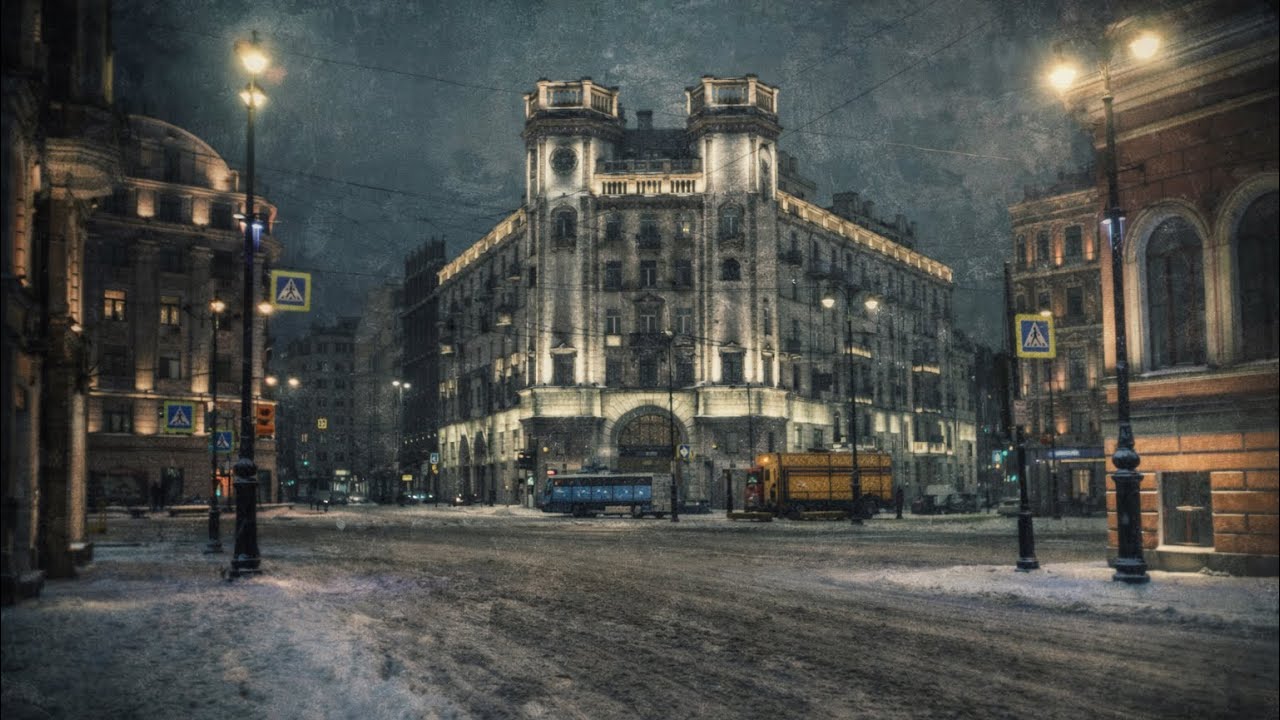 Полночь. Снег. Пустой проспект