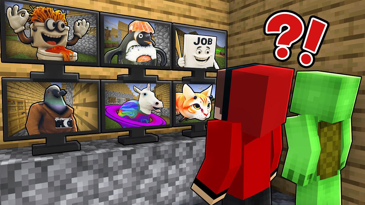 JJ and Mikey Watching on NEW BRAINROT on Hidden Cameras in Minecraft!