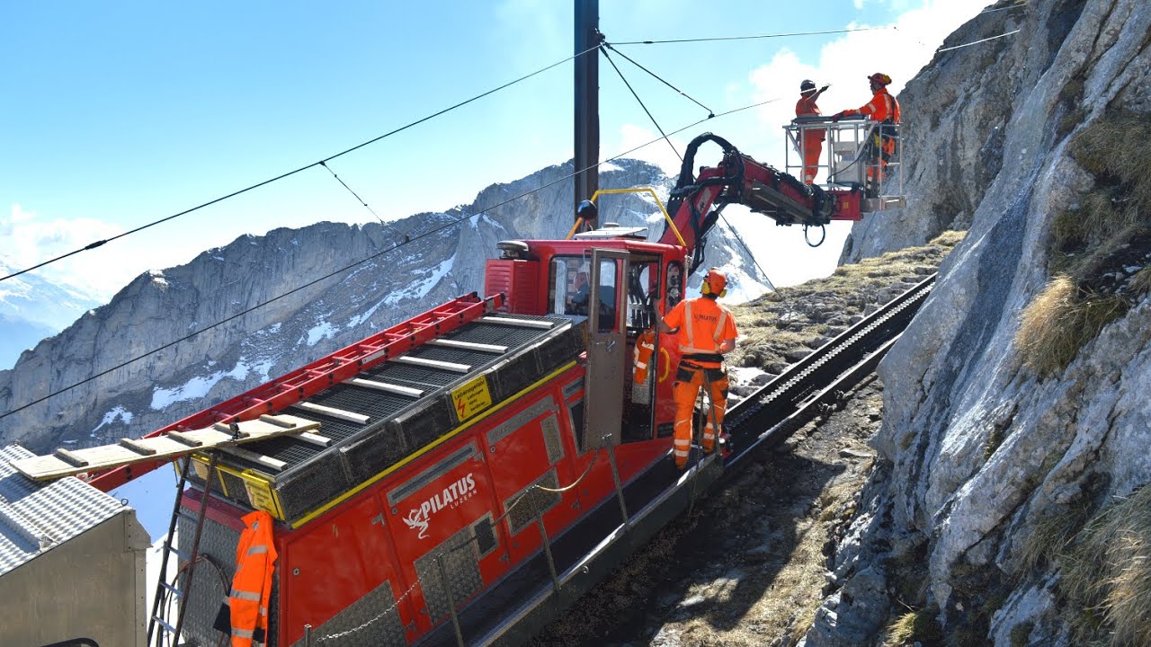 Saisonvorbereitung der Zahnradbahn am Pilatus