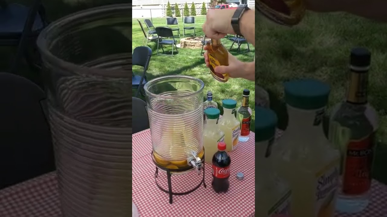 Peter makes Long Island iced tea in a 2 gallon pitcher