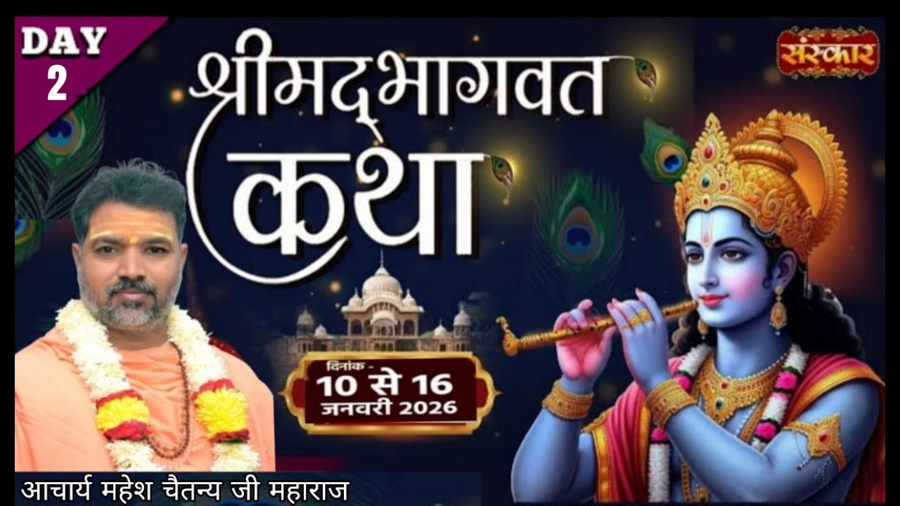 🔴Live Day-02 श्रीमद्भागवत कथा !! आचार्य श्री महेश चैतन्य  जी महाराज !! Chirgoan ( U. P. )