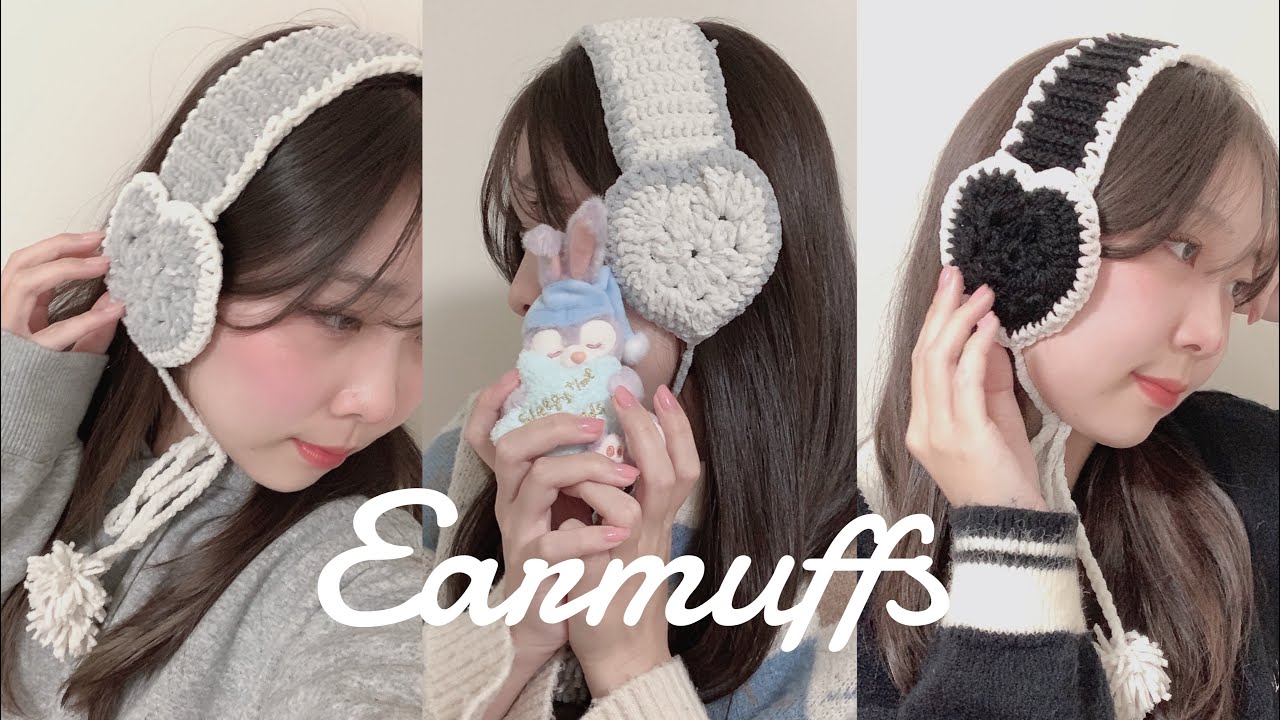 【編み物】ハートイヤーマフの作り方/Diy earmuffs/귀도리 만들기