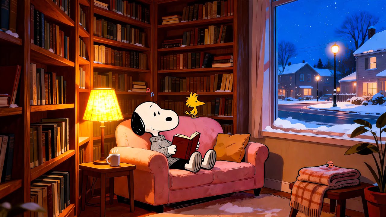 Snoopy’s Winter Reading Room 📚☕ Chill Lofi Beats for Study & Work 🎶 Soft Lofi Music for Focus Time