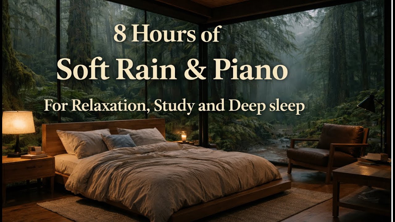 Relaxing Piano with Gentle Rain | 8 Hours Healing Music for Stress Relief, Deep Sleep & Study