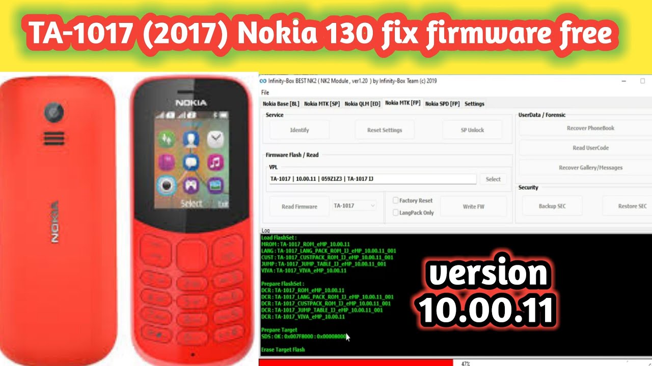 TA-1017 flash file / Nokia 130 new Urdu,Arabic,English fix firmware / version 10.00.11, Ver 30.00.11