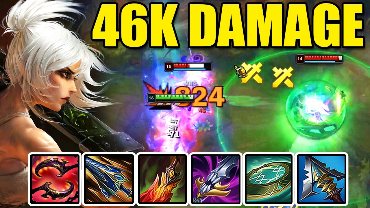 Rank 1 Riven Main – 46K Damage – Late Game Bot Lane Carry