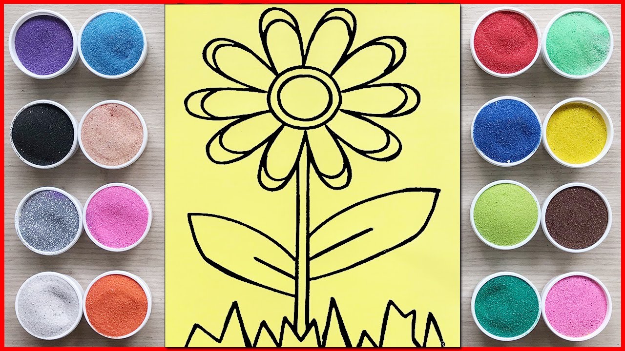 Vẽ tô màu tranh cát bông hoa đồng tiền đẹp - Sand painting beauty Gerbera (Chim Xinh channel)