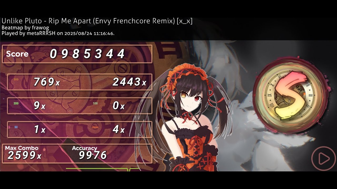 Unlike Pluto - Rip Me Apart (Envy Frenchcore Remix) (4K) ★5.36 99.76%!!!