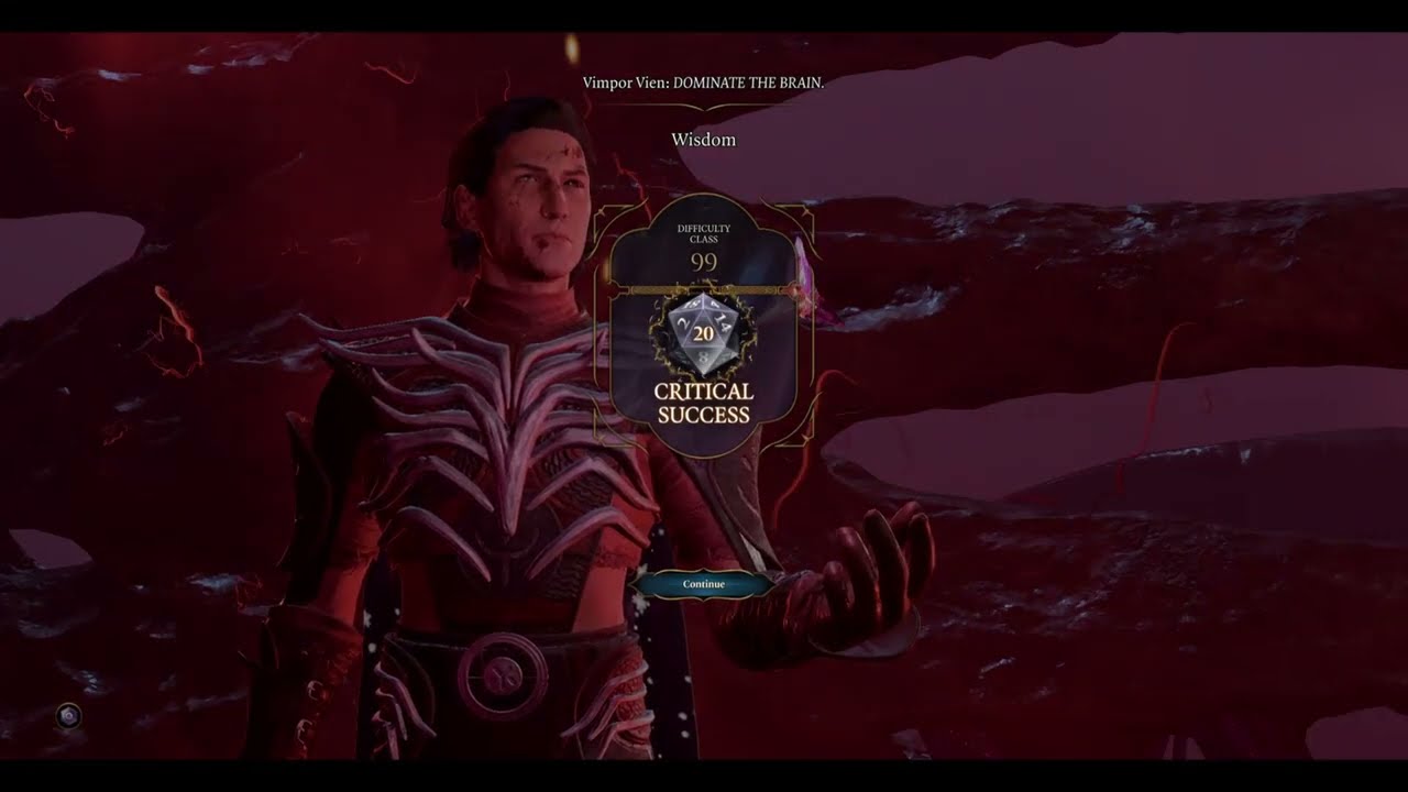 What happens if you roll a 20 to dominate the Elder Brain?