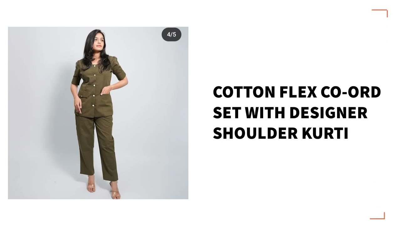 Cotton Flex Co-Ord Set with Designer Shoulder Kurti | WhatsApp 91-9414036261