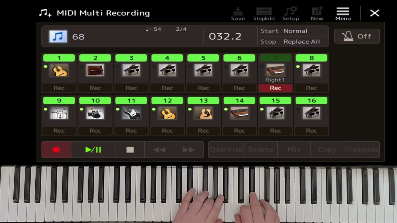 Yamaha Genos - How to multitrack record from a simple midi recording.