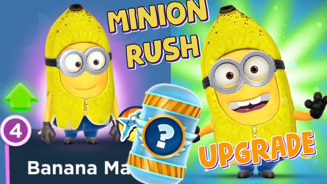 Minion Rush Banana Man Level Up Funny Animation Costume Agent Prize Pod opening Despicable Me