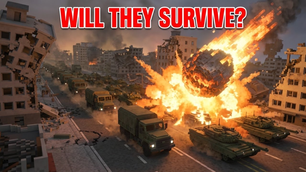 💥Can a MILITARY CONVOY Survive This? | Teardown Meteor Strike Movie