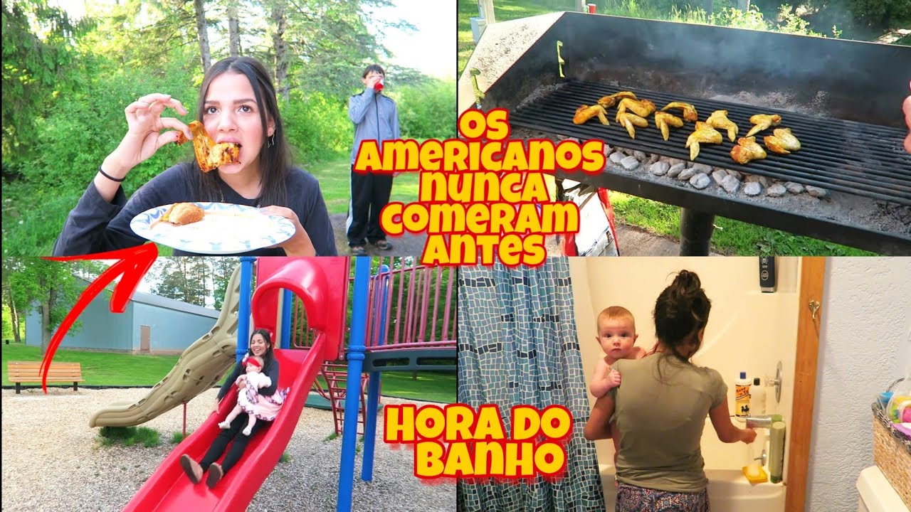 FIZEMOS UM CHURRASCO NO PARQUE - TEMPERANDO O FRANGO * e churrasco americano*