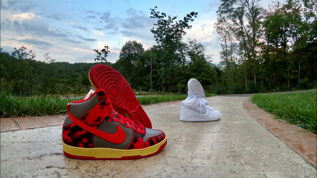 Dunk High - 1985 - Red Acid Wash - Comparison to Standard Dunk High - High Quality - Retro Vibes