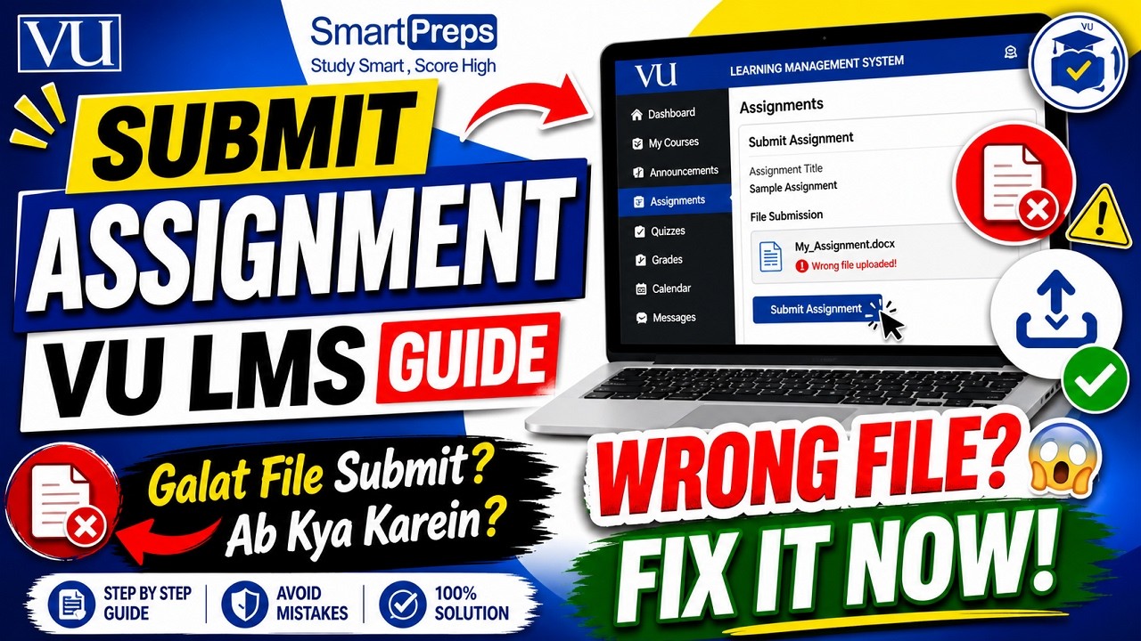 How to Submit Assignment on VU LMS + Fix Wrong File Upload | VU SmartPreps