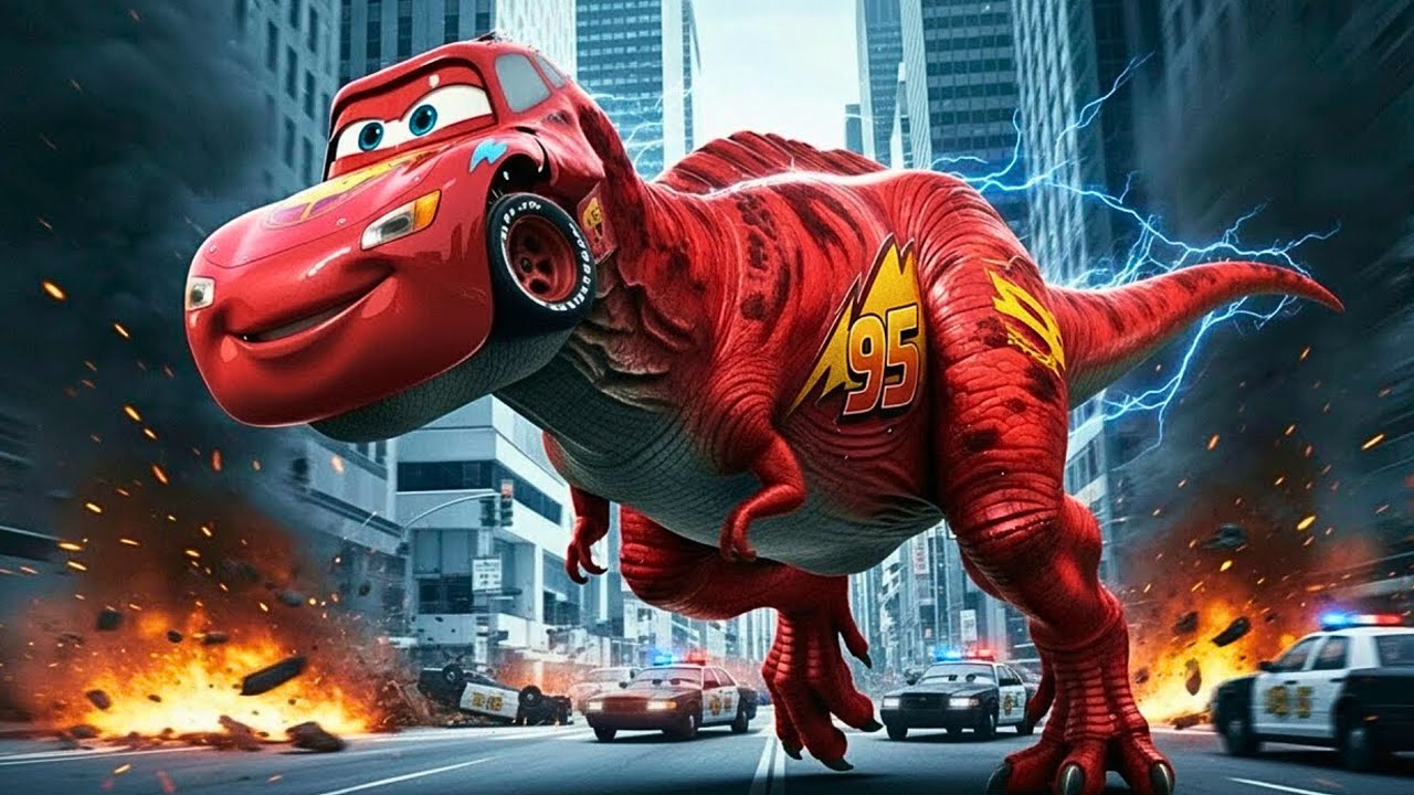 🦖 T-Rex McQueen vs Giant Minion — One Battle Shakes the City! 🔥