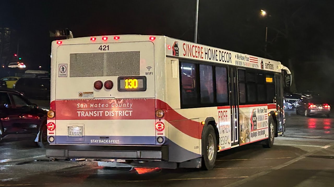 ⁴ᴷ⁶⁰ Local on Traffic! San Mateo County Transit District: 2009 Gillig BRT 40’ #421 on Route 130