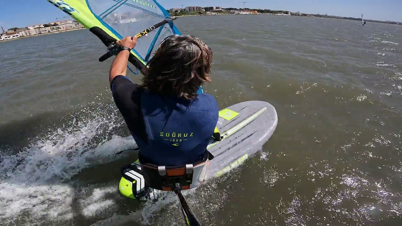 Windsurfing in Seixal bay - urban windsurfing spot (near the capital of Portugal - Lisbon)