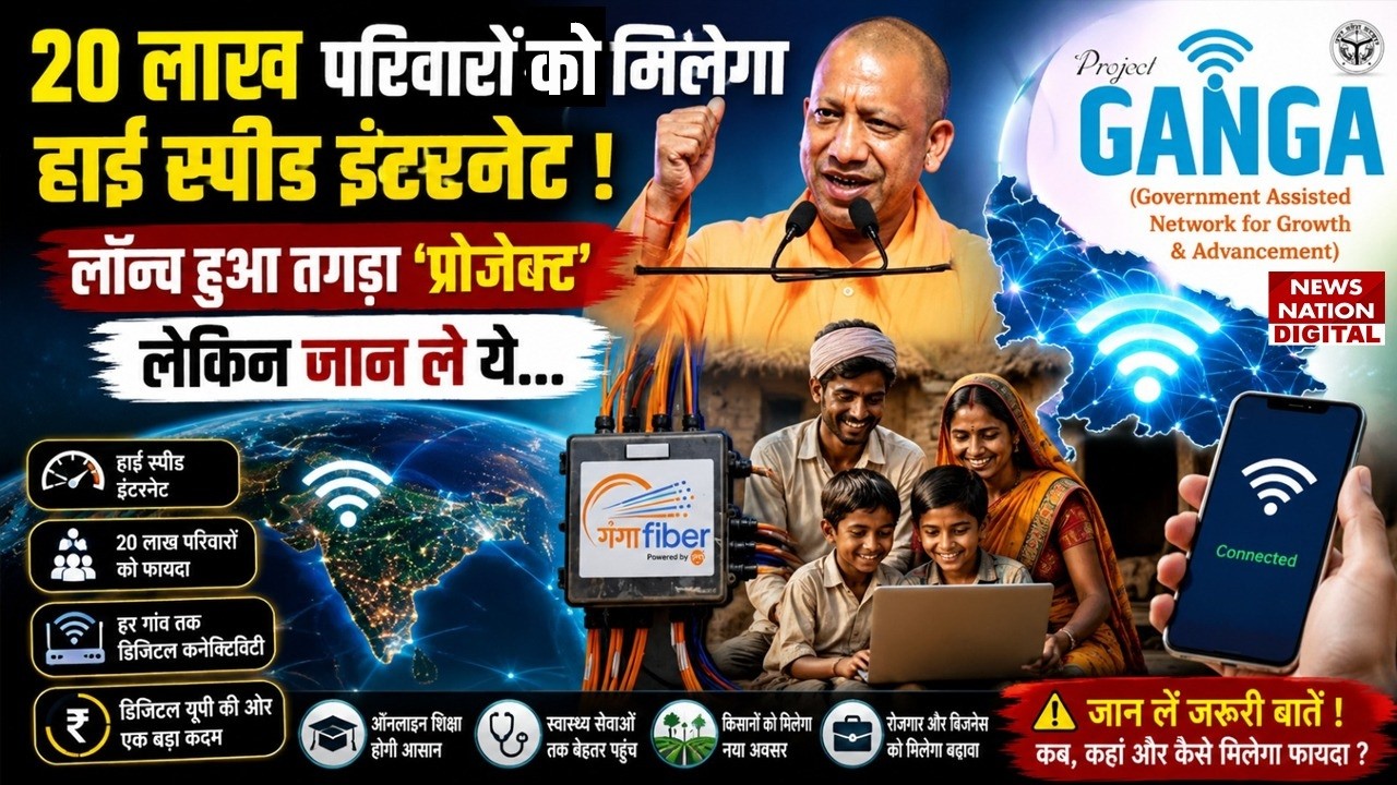 UP Project Ganga :20 लाख परिवारों को मिलेगा High-speed internet !Launch हुआ 'प्रोजेक्ट' CM Yogi