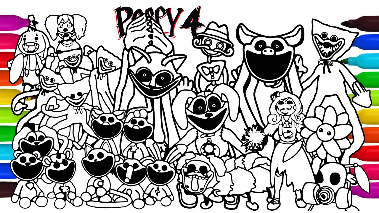 Poppy Playtime Coloring Pages New/How to Color ALL CHARACTER Fearful, Hoppy Hopscotch & Catnap#7.5c